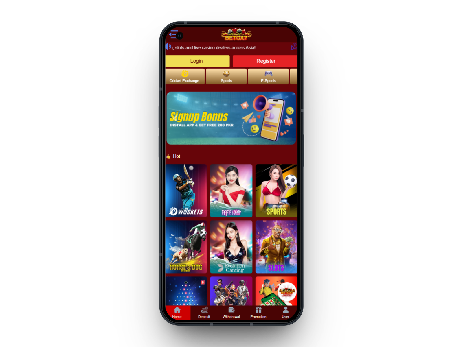 BetCX7 Android app