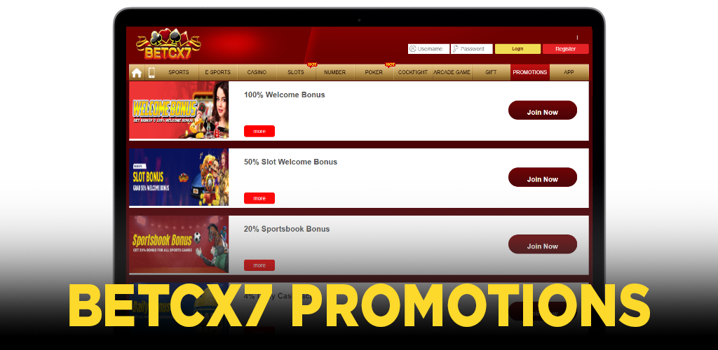 BetCX7 casino and promotions